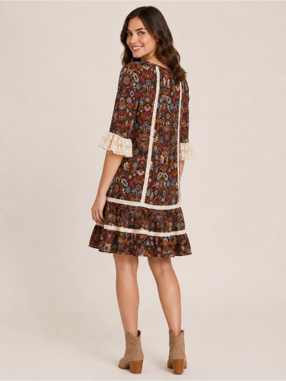 Matilda Jane Make Believe Intermission Floral Boho Dress Size Medium NWT - Picture 3 of 3